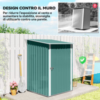 Casetta Box da Giardino Porta Attrezzi 100x103x160 cm in Acciaio Galvanizzato Verde