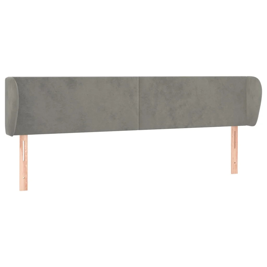 Testiera | Testata ad Orecchio Grigio Chiaro 203x23x78/88 cm in Velluto