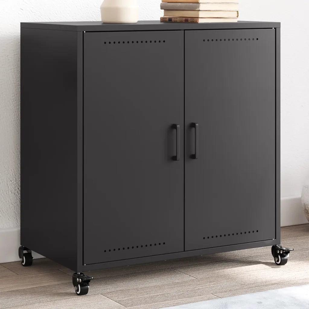Credenza Nera 68x39x72 cm in Acciaio 846656
