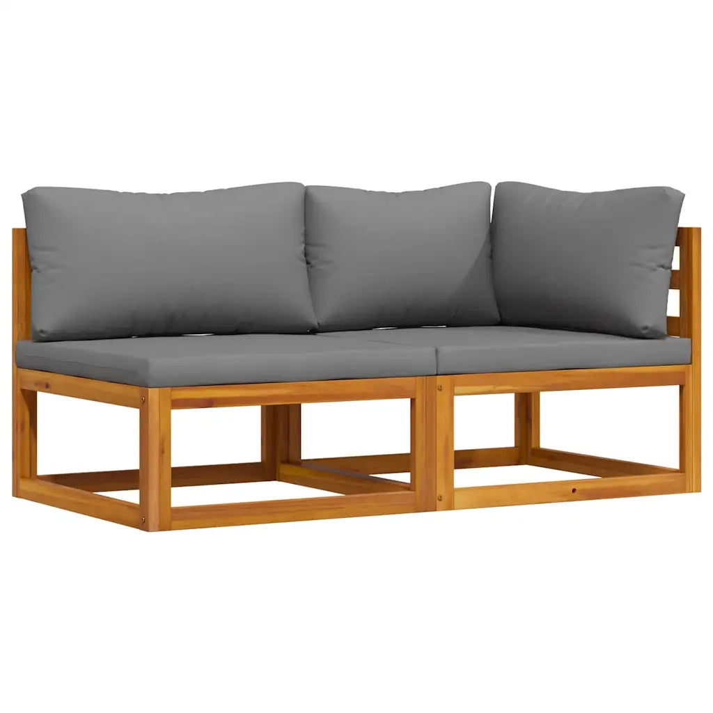 Set Divani da Giardino 2 pz con Cuscini Grigio Scuro in Acacia cod mxl 77448
