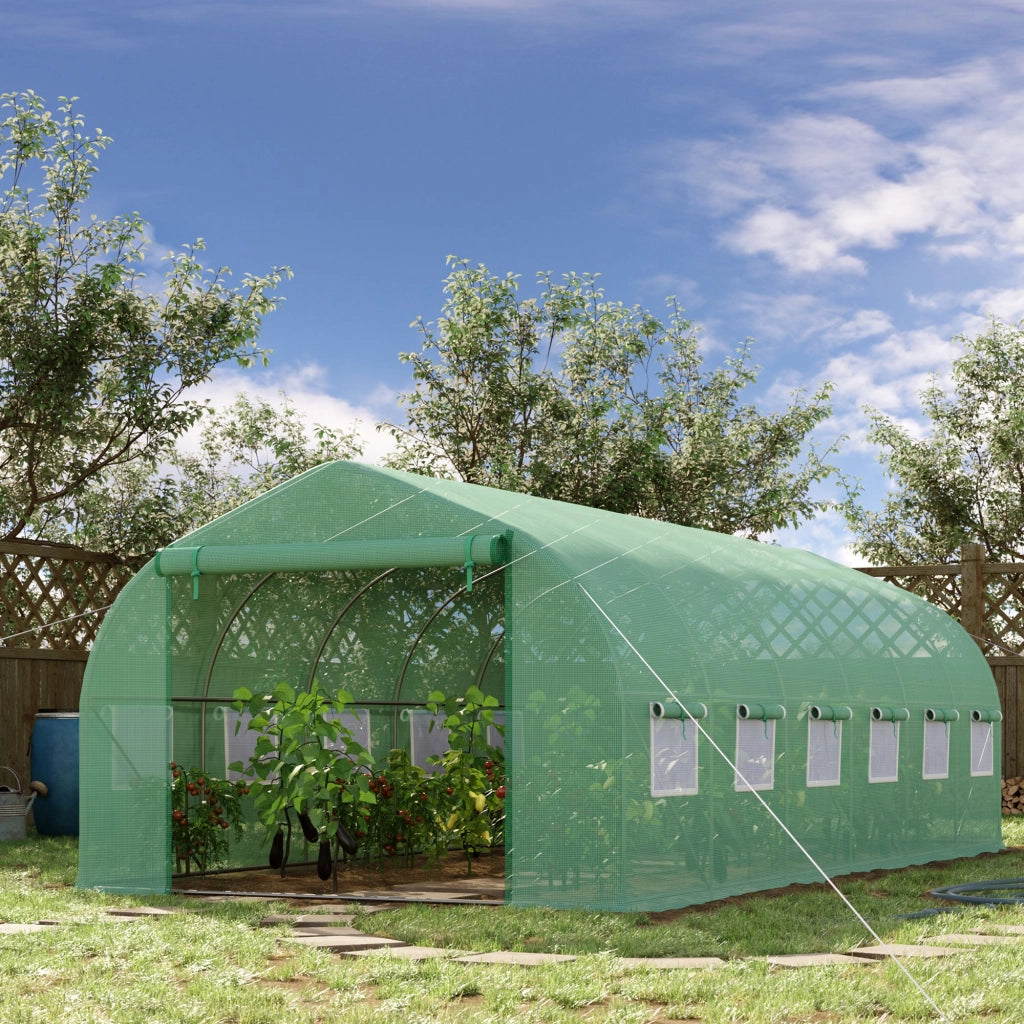 Serra da Giardino Tunnel Grande 6x3x2 m ¨C zephmum ¨C Verde con 12 Finestre e Porta a Zip