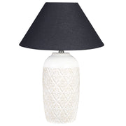 Lampada da tavolo Base in ceramica beige Paralume in tessuto Illuminazione d'ambiente Lampada da tavolo da comodino