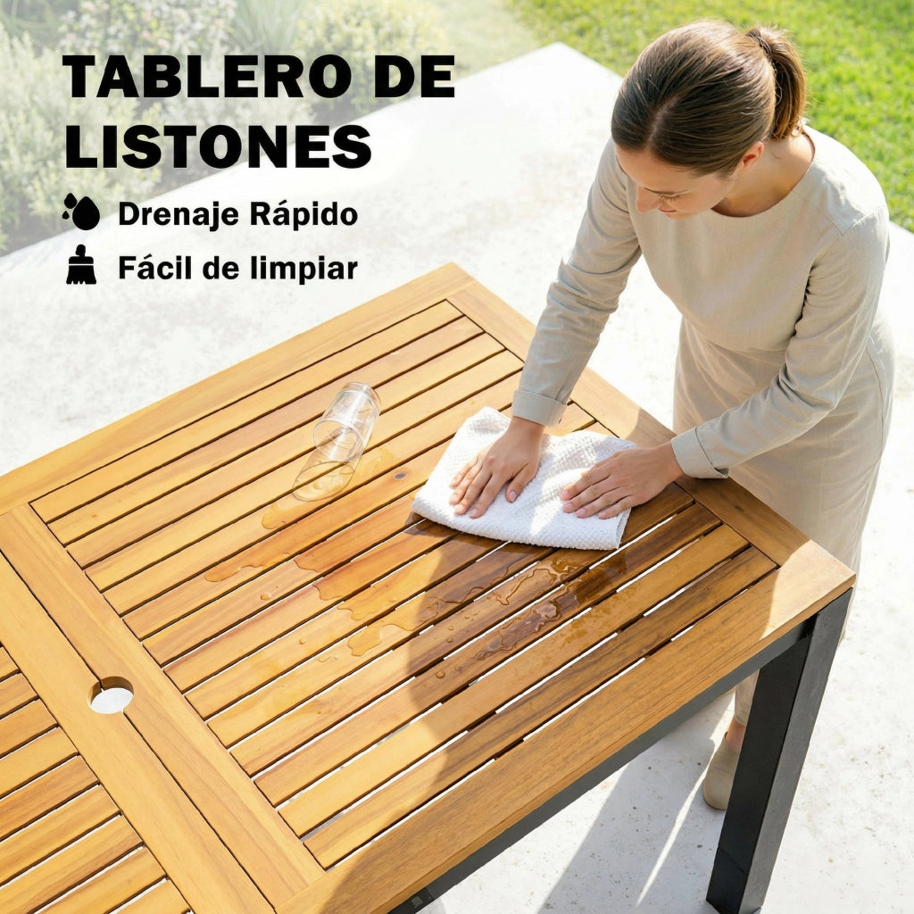 Tavolo da pranzo per giardino in legno per 6 persone ¨C zephmum ¨C naturale 150x75x75