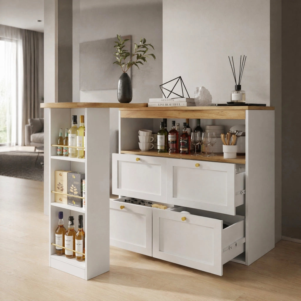 Mobile modulare 105x39x102 cm con pannello girevole a 360°; MDF; bianco