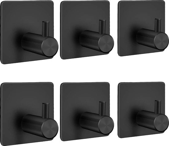 6 pezzi di grappoli adesivi per asciugamano senza forare asciugamano asciugamano adesivo adesivo adesivo grappoli extra resistenti asciugamano senza forare nero