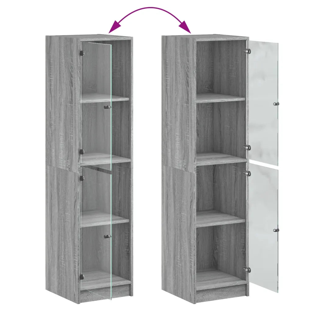 Credenza con Ante in Vetro Grigio Sonoma 35x37x142 cm 836439