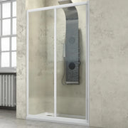 Porta scorrevole doccia slide due ante in cristallo bianco elegante vetro temprato *** misure 127-131xh185 cm traspar...
