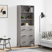 Credenza-Buffet-Armadio da cucina Grigio Sonoma 69,5x34x180 cm in Legno Multistrato 247729
