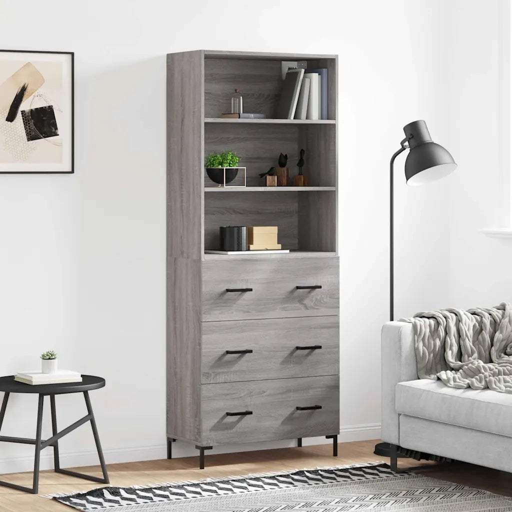 Credenza-Buffet-Armadio da cucina Grigio Sonoma 69,5x34x180 cm in Legno Multistrato 247729
