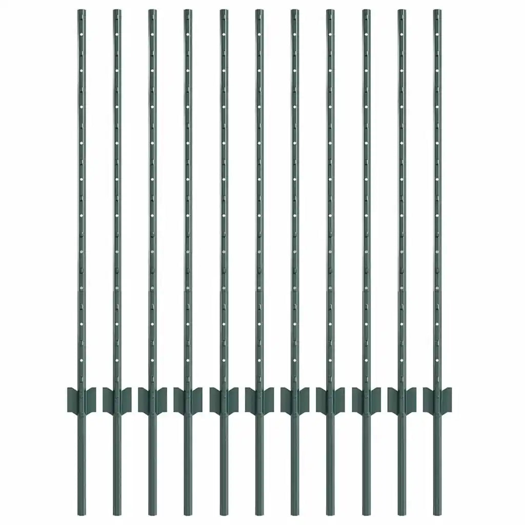 Palo della recinzione 11 pz Verde 100 cm Acciaio CFW9559130