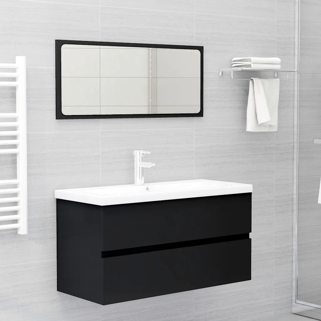 Mobile Lavabo | Armadio Lavabo Nero 90x38,5x45 cm in Legno Multistrato