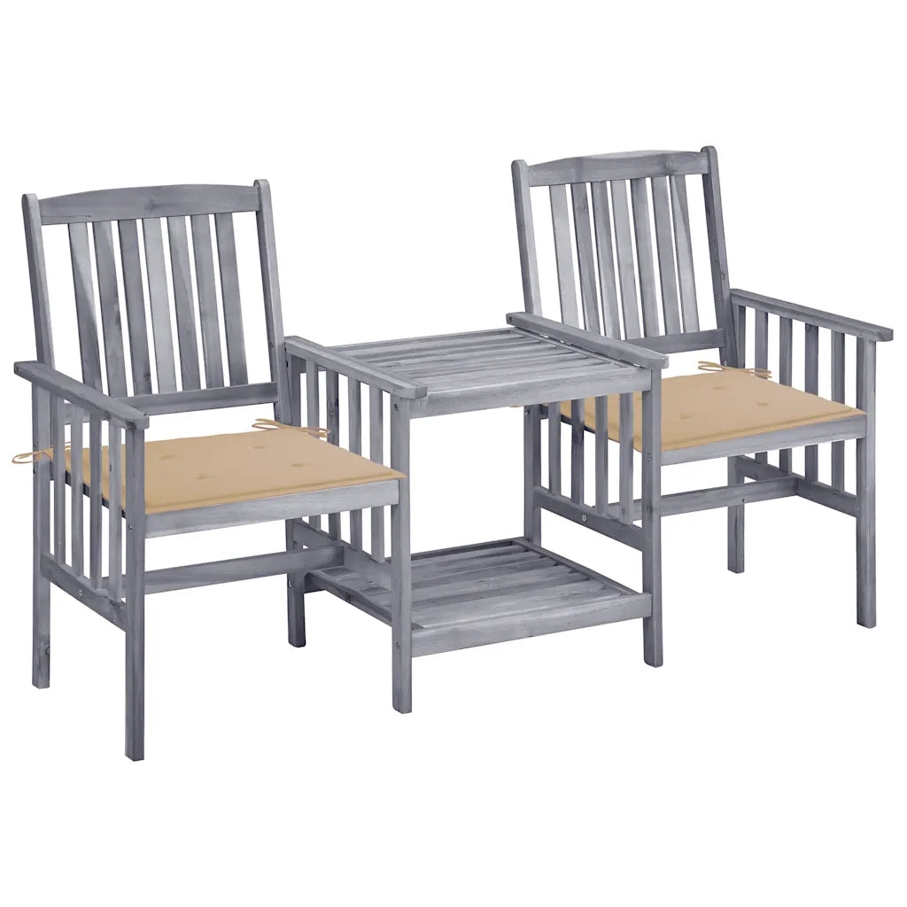 Sedie da Giardino con Cuscini e Tavolino in Massello di Acacia cod mxl 57721