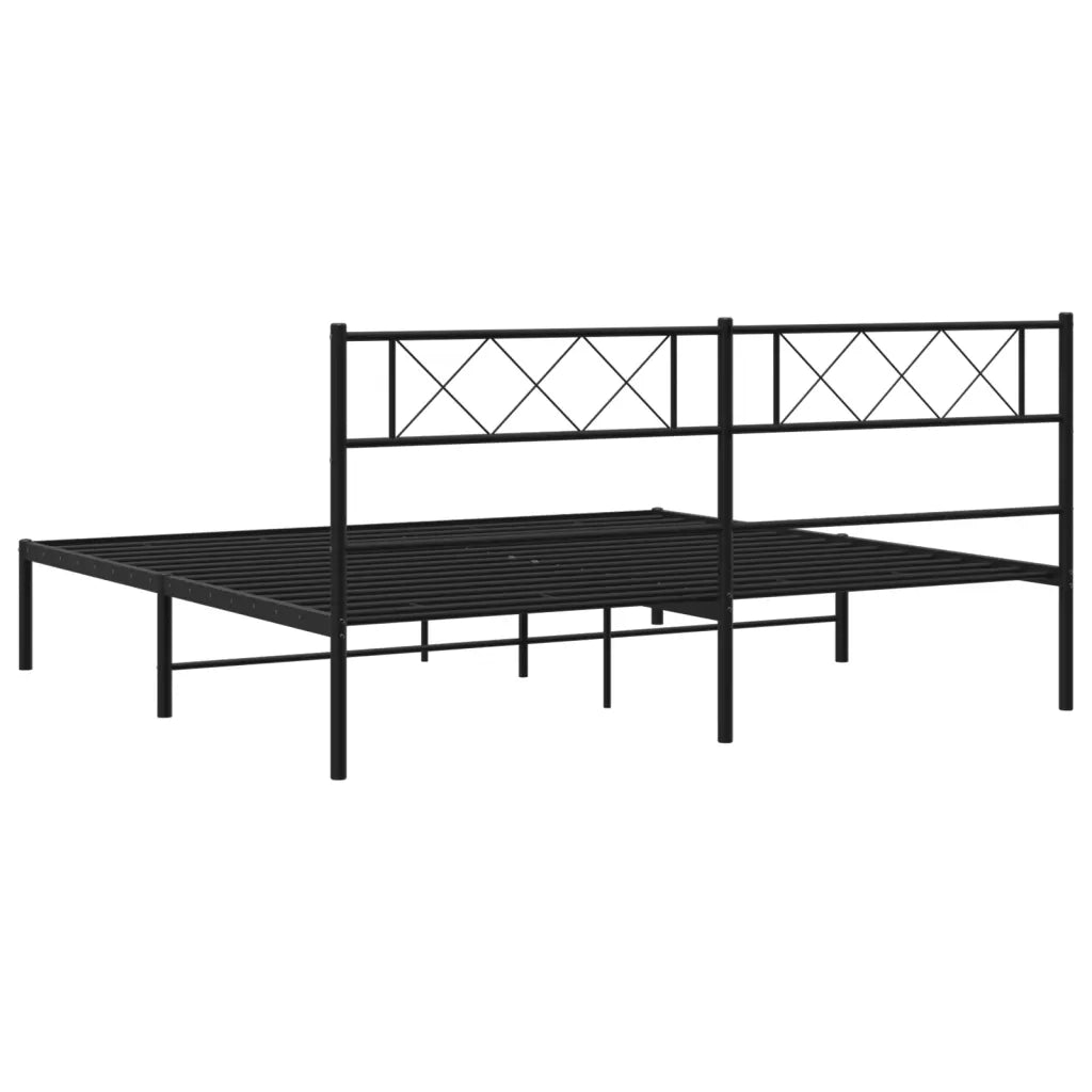 Giroletto con Testiera-Struttura Letto con testiera in Metallo Nero 180x200 cm 503460