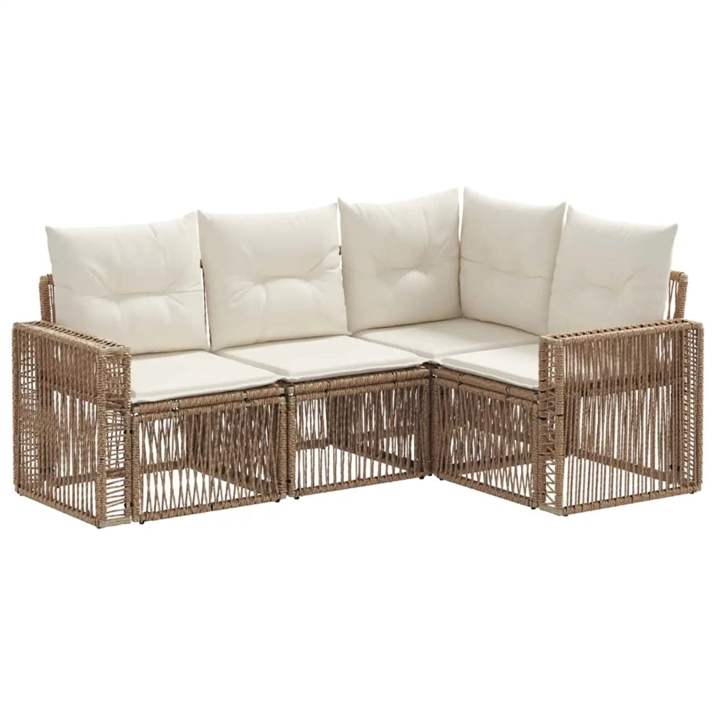 Set Divano da Giardino 4 pcs Beige e Bianco Crema polyrattan 3435117