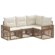 Set Divano da Giardino 4 pcs Beige e Bianco Crema polyrattan 3435117