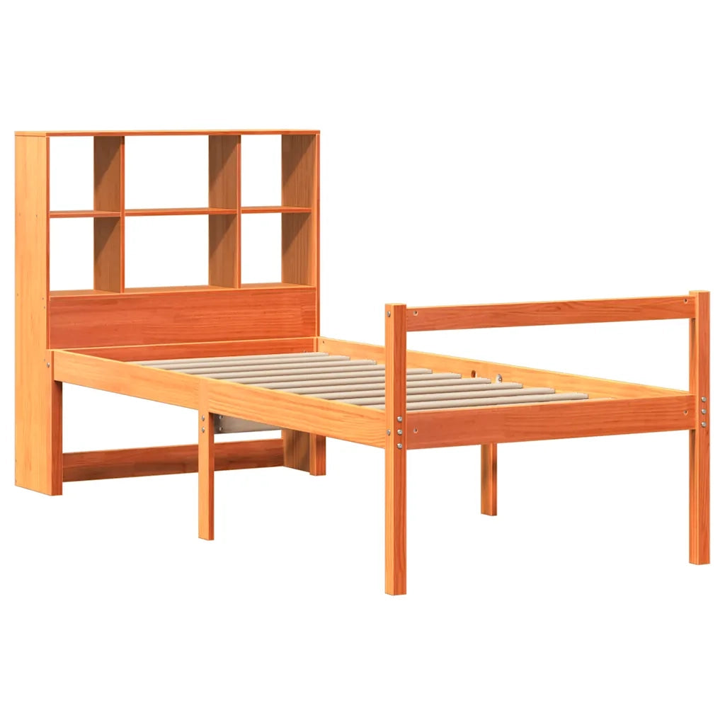 Letto singolo | Letto per adulti | Letto Libreria senza Materasso Marrone Cera 75x190 cm Legno
