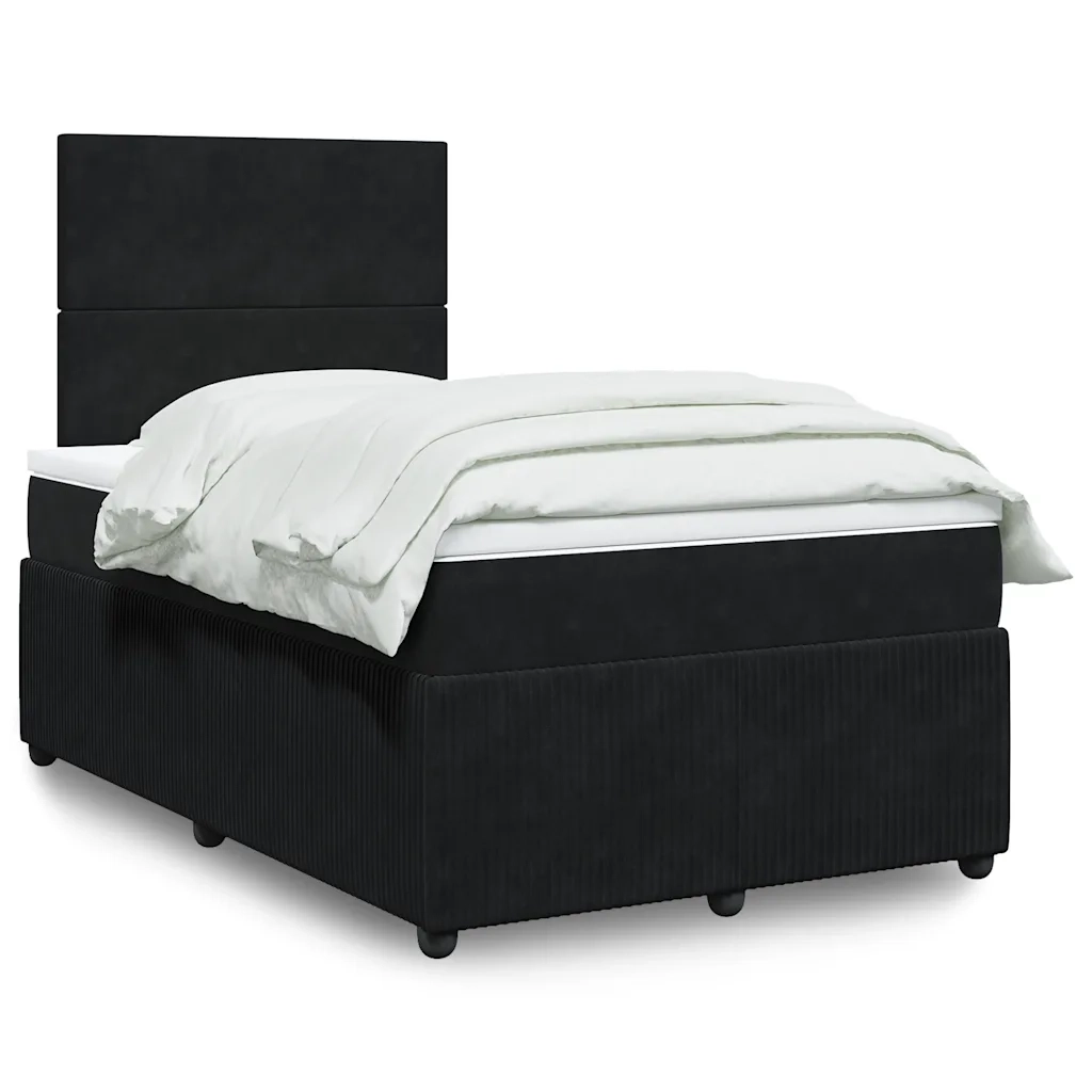 Giroletto a Molle con Materasso Nero 120x200 cm in Velluto 3294606