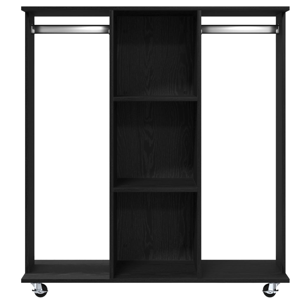 Armadio con ruote in rovere nero 102x38x110 cm in legno ingegnerizzato
