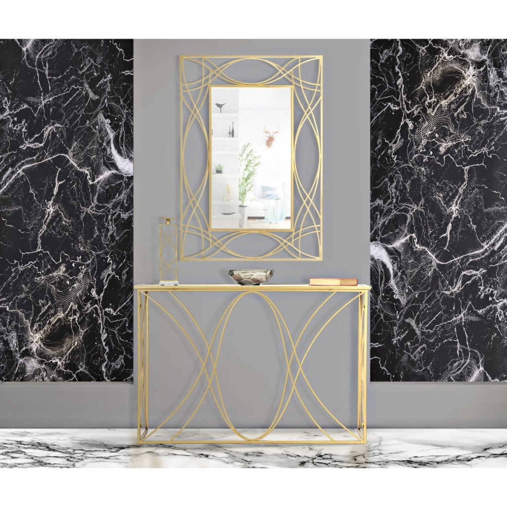 Tavolo Consolle VKH627, Oro, Metallo, 120x40x80 cm