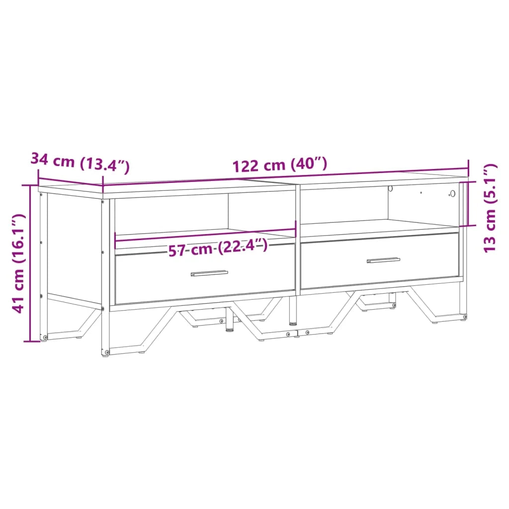 Mobile TV multimediale mensola TV credenza mobile TV sala da pranzo soggiorno camera da letto 122 x 34 x 41 cm legno ingegnerizzato nero 02_0025881