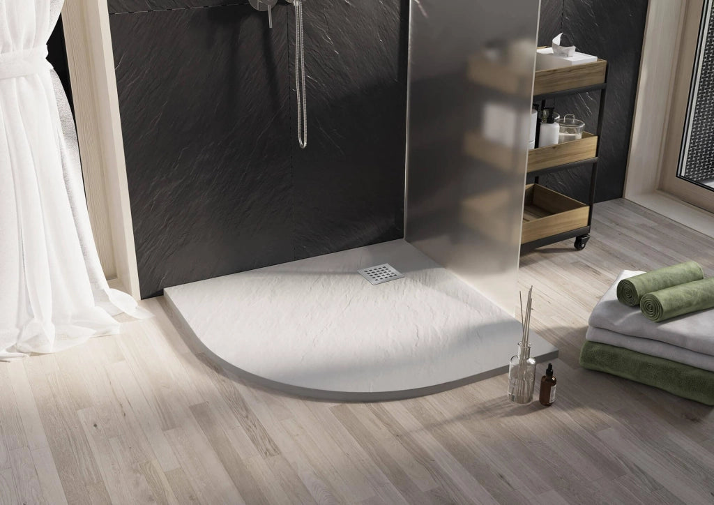 Piatto Doccia Semicircolare 90x90 cm in Acrilico Fosterberg Azalea 4 Tortora