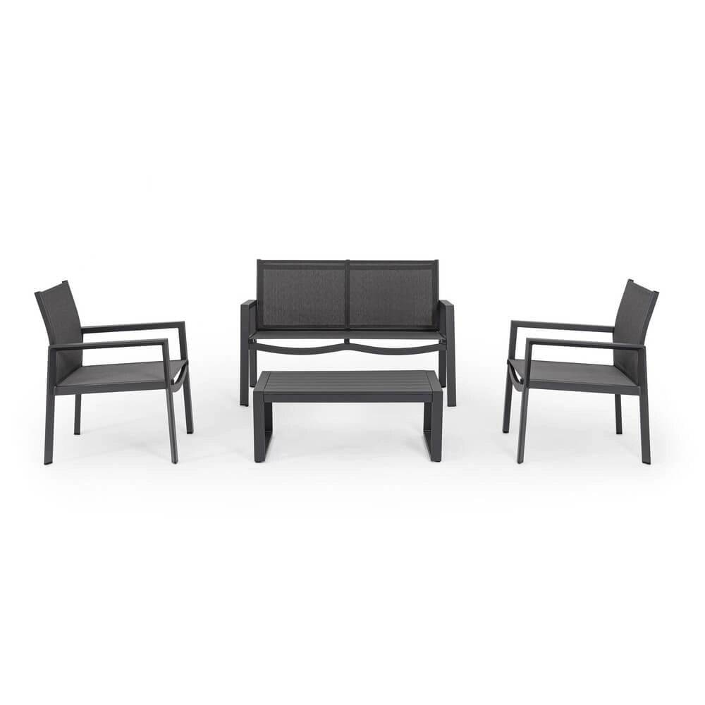 Set da 4 pezzi salotto da giardino in alluminio e textilene - QUIETUDE