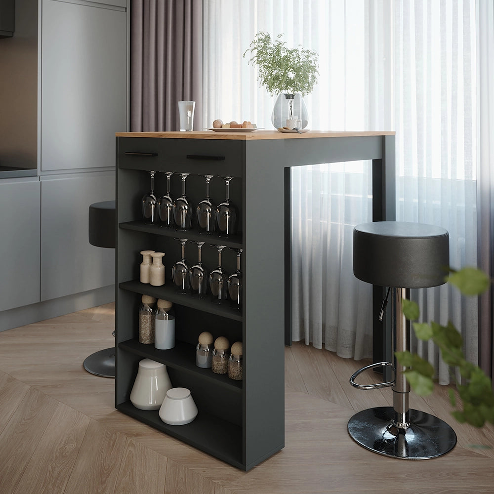 Vicco tavolo bar con sgabelli Antracite 67 x 100 cm con 2 sgabelli da bar