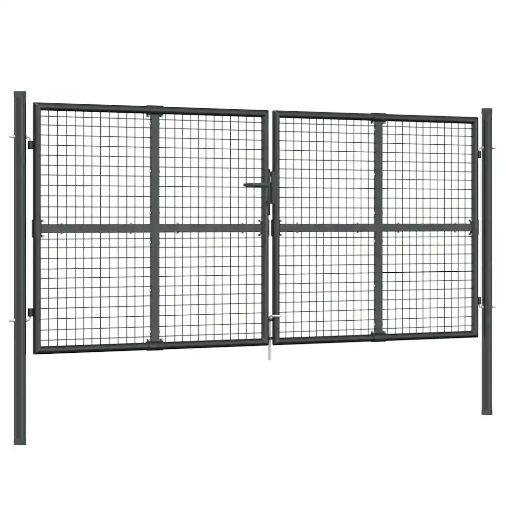 Cancello da Giardino in Rete Antracite 300x125 cm in Acciaio Zincato 154530