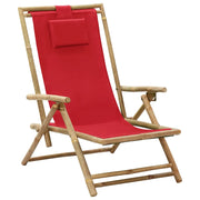 Sedia Reclinabile Relax Rossa in BambÃ¹ e Tessuto