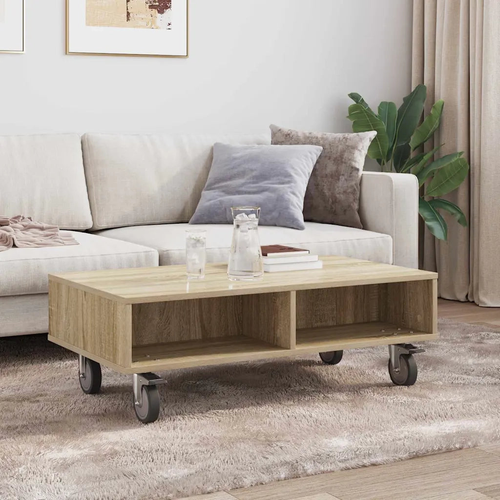 Tavolino | Tavolo laterale con Ruote Rovere Sonoma 90 x 50 x 30 cm