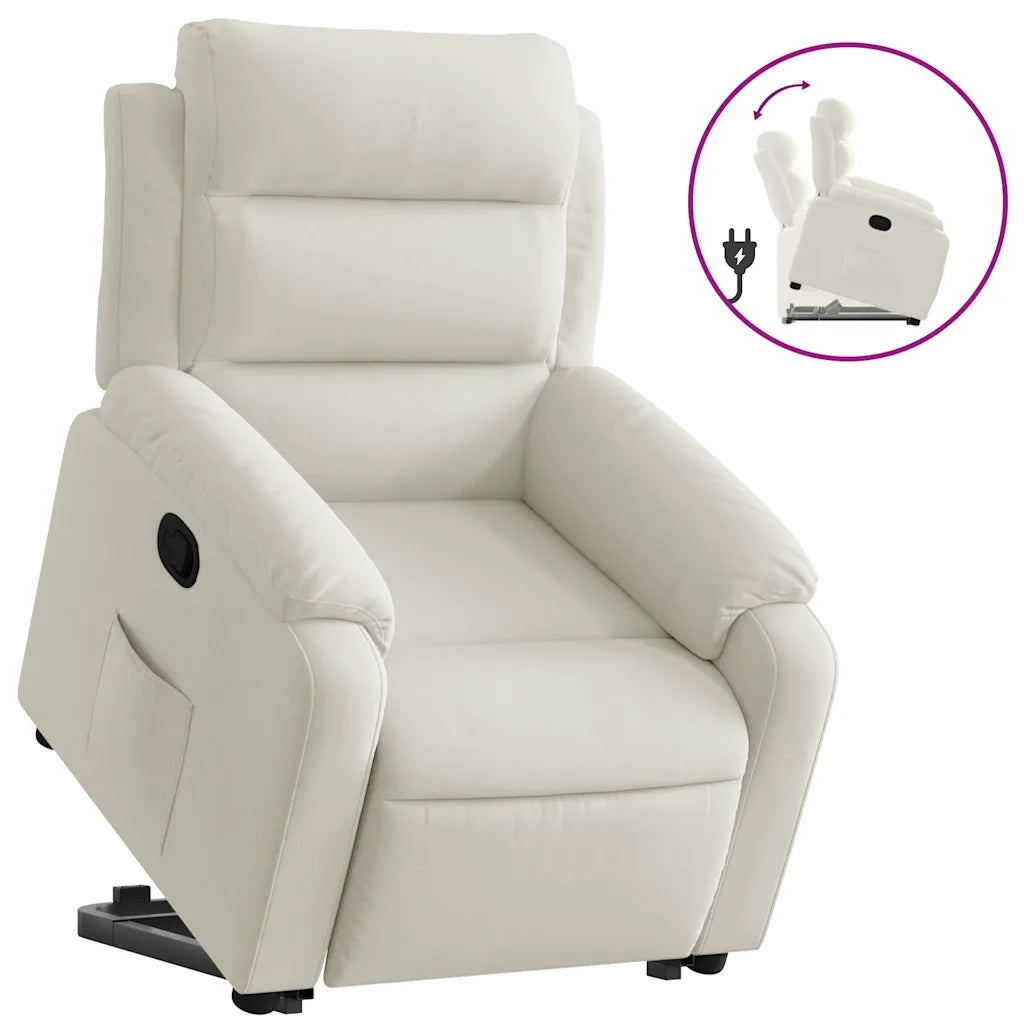 Poltrona Alzapersona Reclinabile Crema in Vellutocod mxl 84894