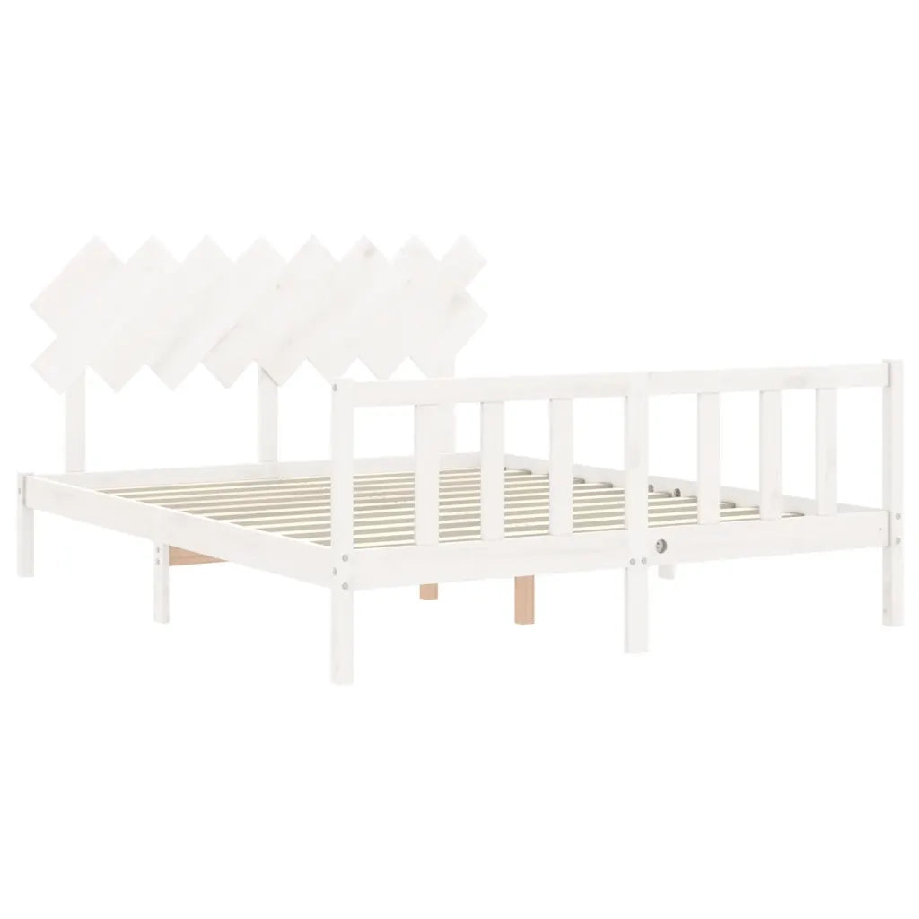 Giroletto senza Materasso-Struttura Letto Bianco 160x200 cm Legno Massello Pino 656739