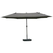 Ombrellone da Giardino XXL 4,6L x 2,7l x 2,4H cm con Base a Croce, Apertura e Chiusura con Manovella, Acciaio e Poliestere ad Alta Densità, Grigio