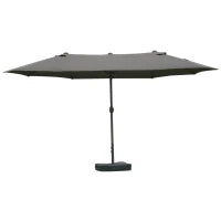 Ombrellone da Giardino XXL 4,6L x 2,7l x 2,4H cm con Base a Croce, Apertura e Chiusura con Manovella, Acciaio e Poliestere ad Alta Densità, Grigio
