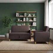 Set di Divani con Storage 2 pz Marrone Scuro Poliestere 3429152