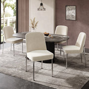 Set 4 sedie da pranzo ¨C Minimal ¨C Beige velluto gambe metallo stile moderno imbottite
