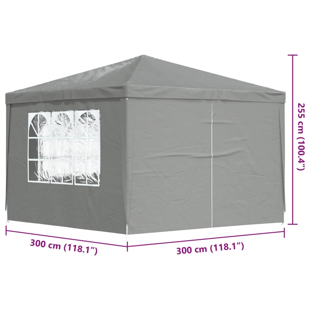 Tenda Party 300 x 300 x 255 cm Grigio Chiaro PE e Acciaio
