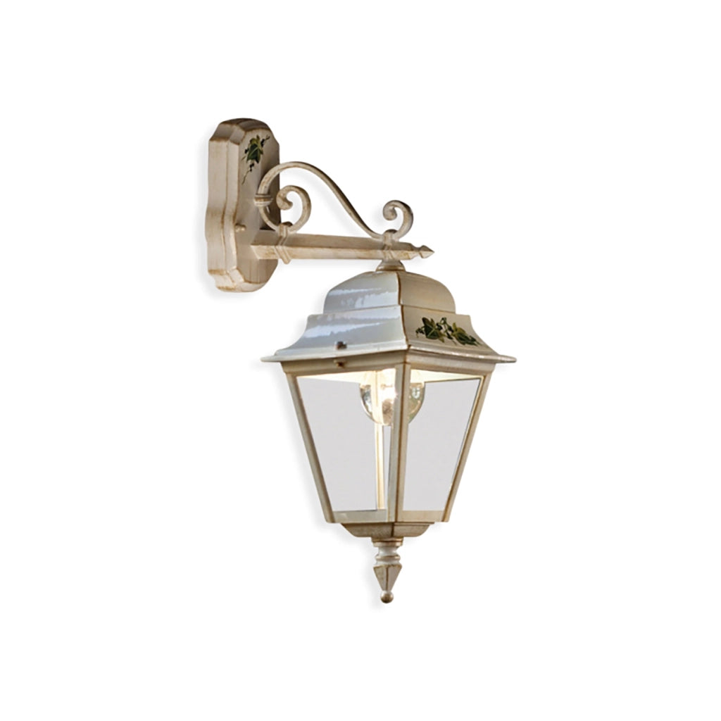 Applique Da Esterno Classica Gorizia Metallo Ceramica Bianco Sfumato 1 Luce E27