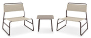 Set Salotto da Giardino 2 Poltrone e Tavolino in Acciaio e Textilene Cannes Marrone e Beige