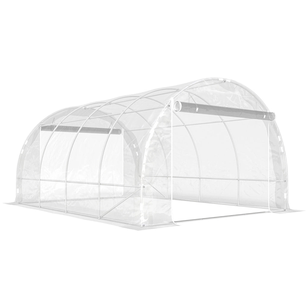 Serra a Tunnel 3x4x2 m con Porte Avvolgibili Telaio in Acciaio e Copertura in PE Anti-UV Trasparente