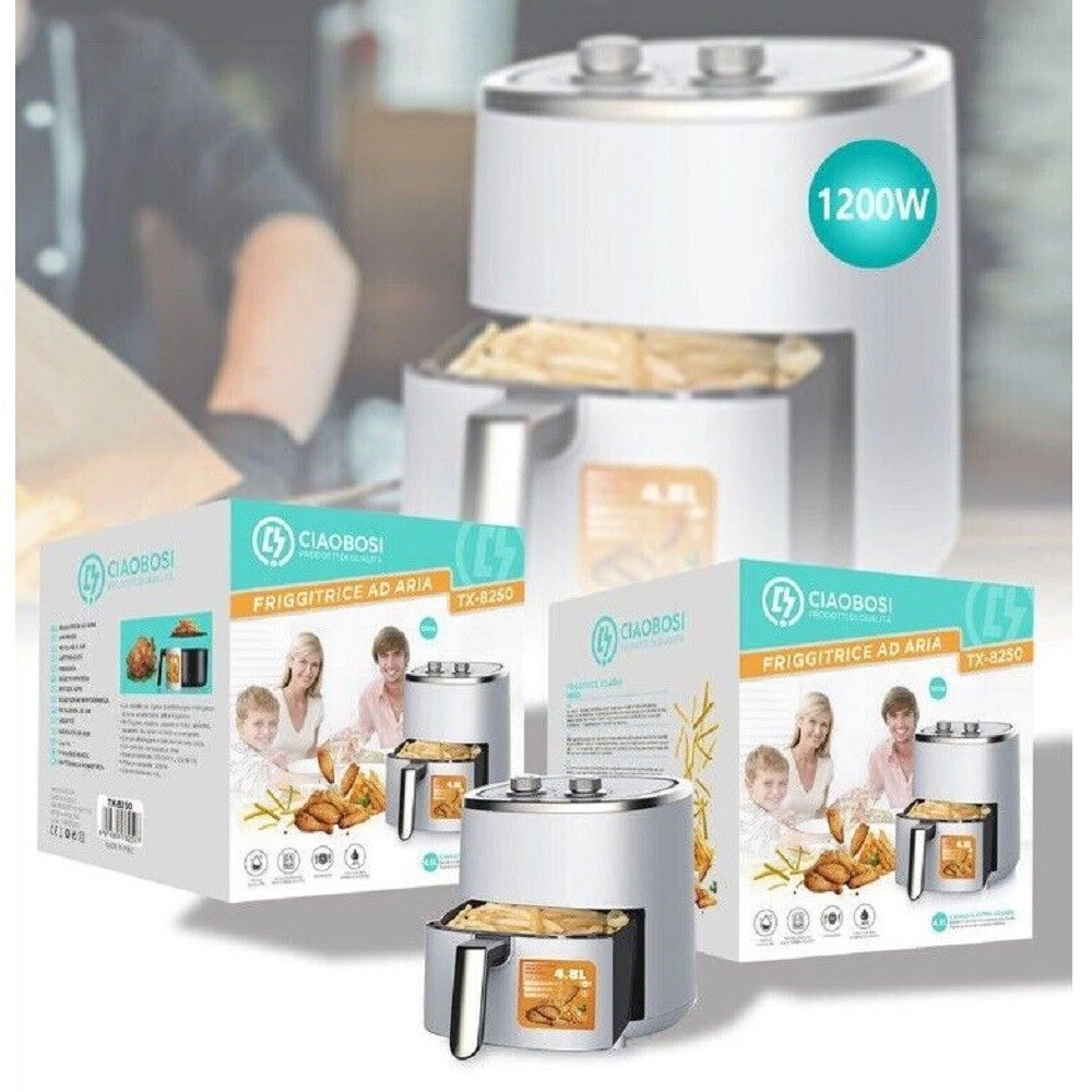 Trade Shop - Friggitrice Ad Aria Elettrica Capacità 4,8 Litri Potenza 1200w Con Timer Tx-8250 -