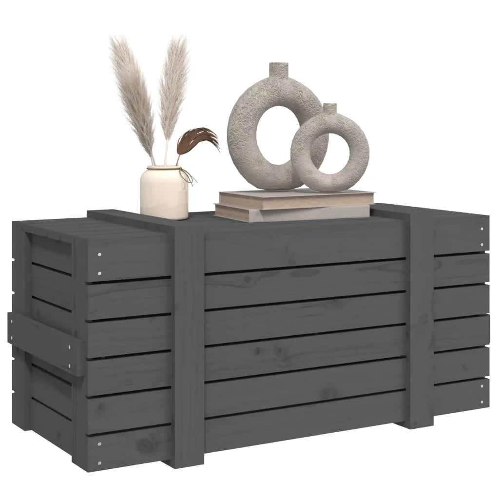 Contenitore Portaoggetti Grigio 91x40,5x42 cm Massello di Pino