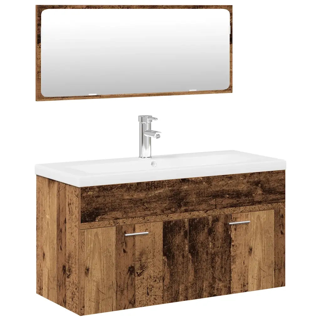 vidaXL Set Mobili da Bagno 3 pz Legno Antico in Legno Multistrato