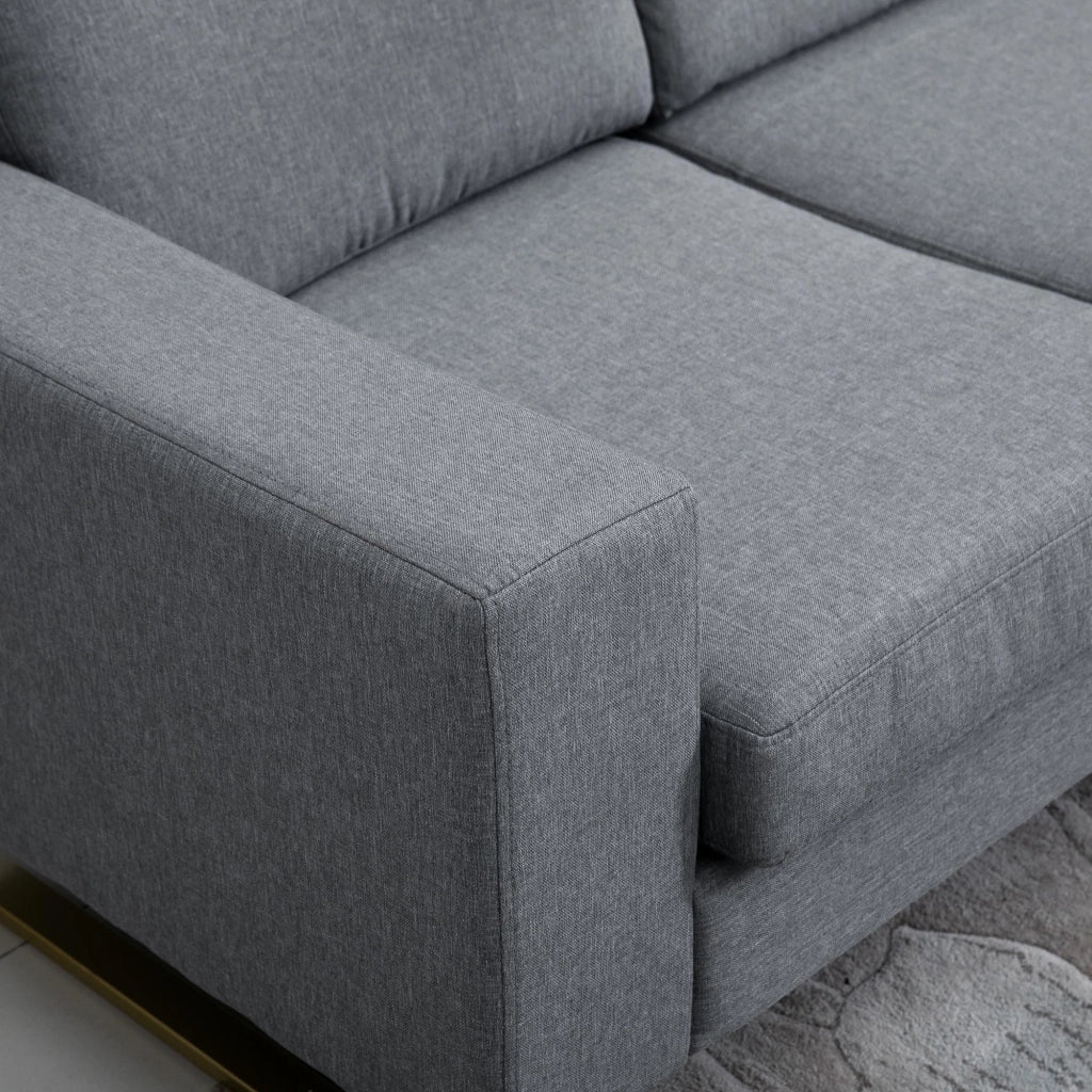 Divano 3 Posti in Tessuto con Cuscini e Braccioli ¨C Zephmum ¨C 200x82x78 cm Grigio Scuro