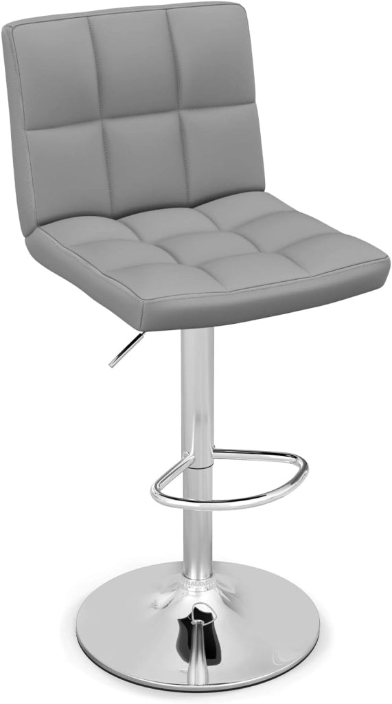 Set di 2/4 Sgabelli Girevoli Altezza Regolabile, Moderni Sgabelli da Bar in Ecopelle con Seduta Regolabile, Poggiapiedi, Base in Metallo, Sgabelli Girevoli Alti per Casa, Pub, Grigio (2)