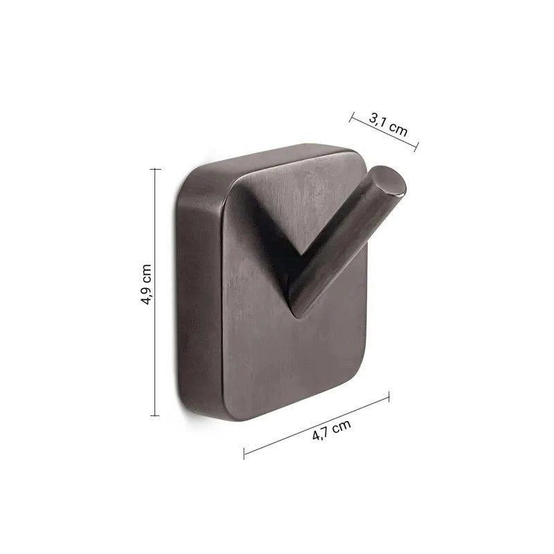Appendiabiti bagno 2 pezzi Tonga gun metal adesivi 4,9 x 4,7 x 3,1 cm