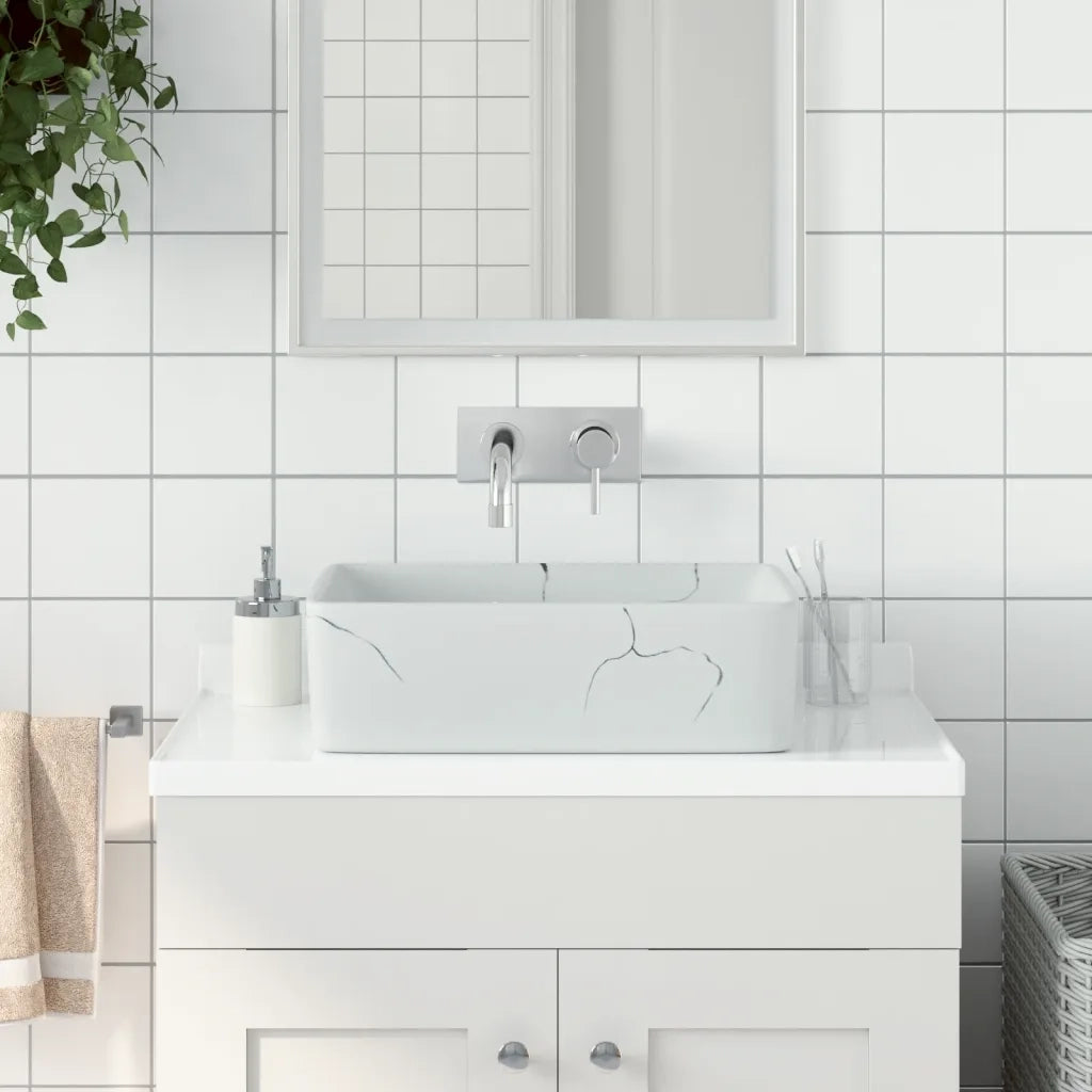 Lavabo da Appoggio Bianco Rettangolare 46x35,5x13 cm Ceramica 155075