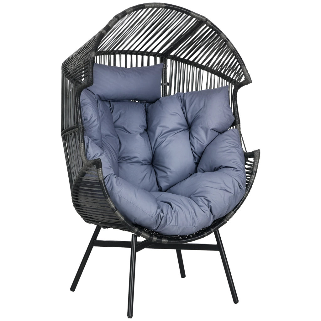 Poltrona giardino reclinabile ¨C Xylo ¨C PE rattan grigio nero 89x75x143 cm