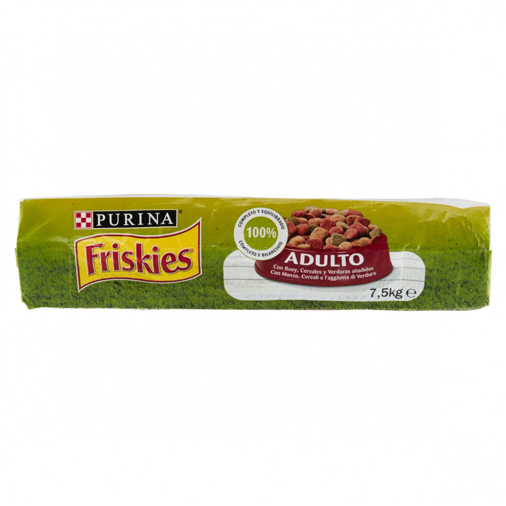 Multipack da 5 pz di purina friskies crocchette con manzo e aggiunta di verdure per cani adulti 7,5 kg cad