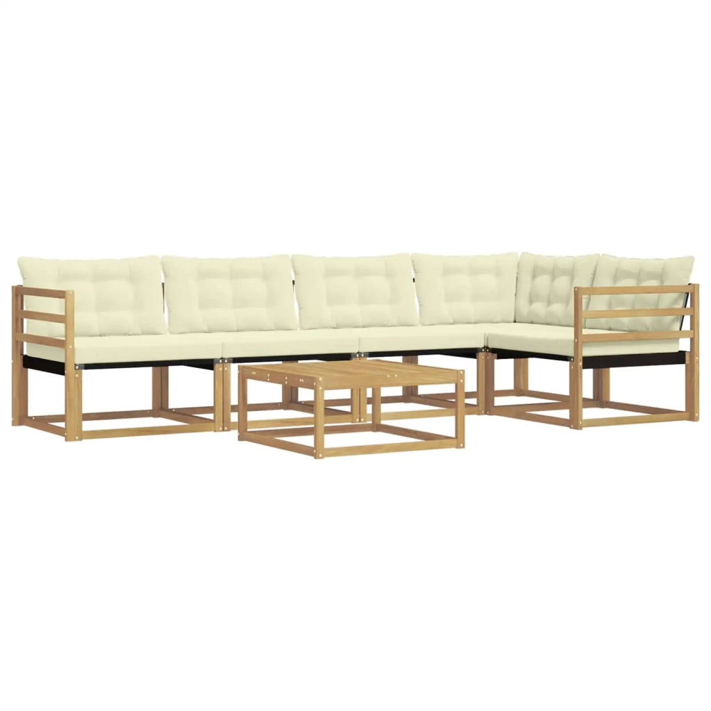 Set di divani da esterno 6 pcs Bianco e Crema 79 x 79 x 37 cm